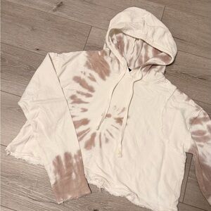 Mona B Cream and Brown Tie-Dye Hoodie
